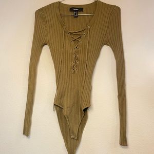 Forever 21 Green Lace Up Body Suit